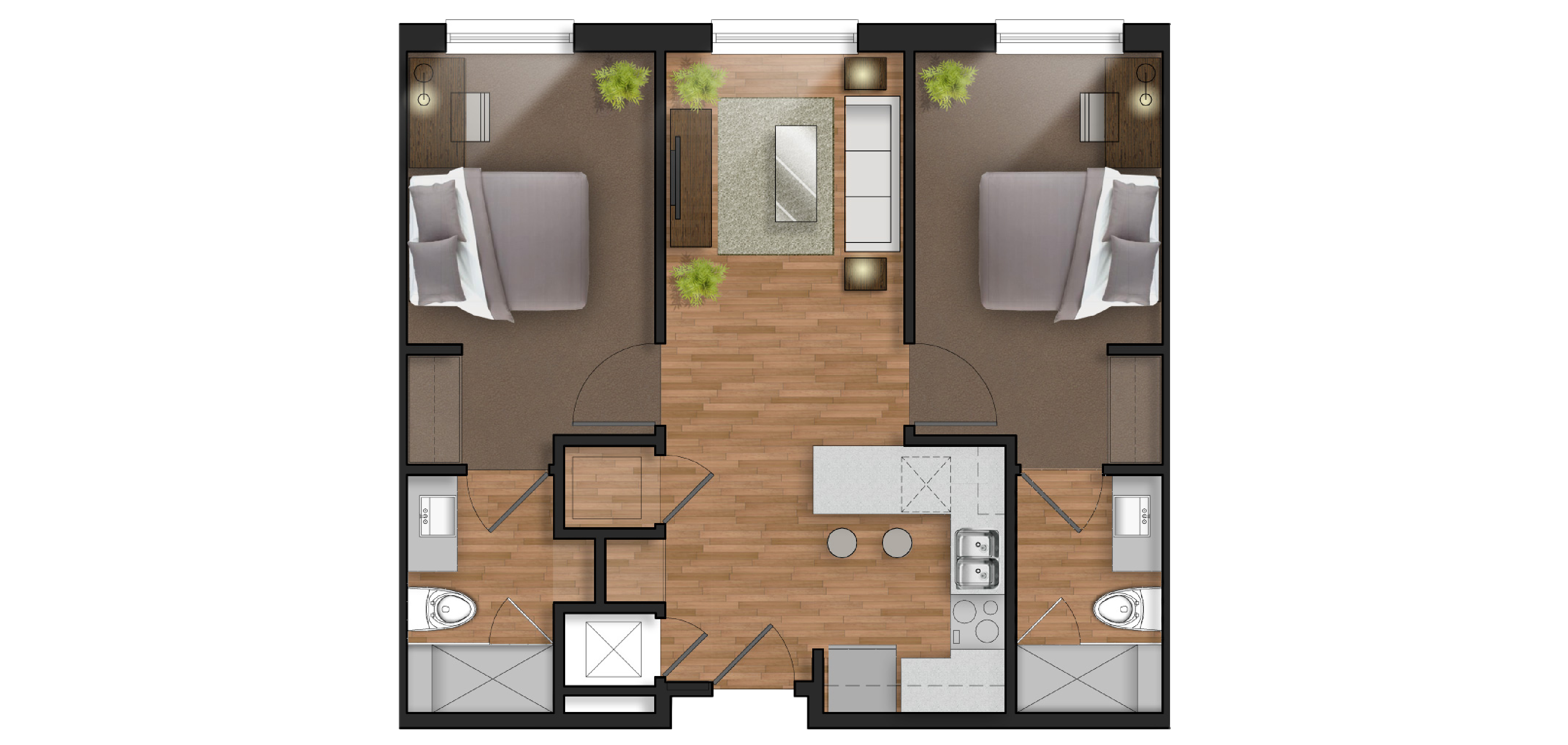 2 bedroom student apartment